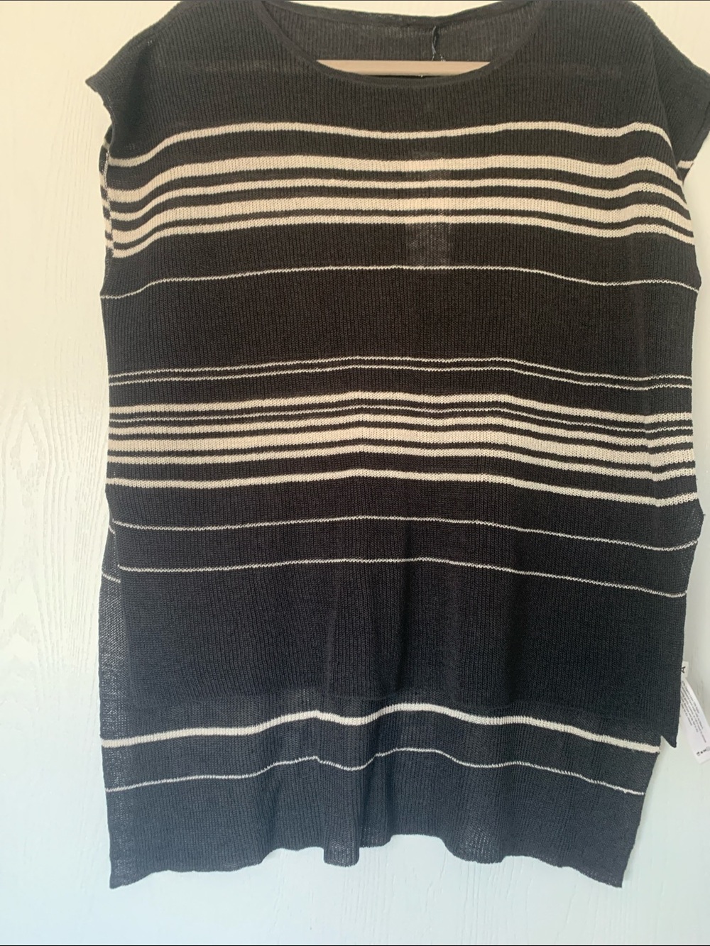 New Over size Black & White Striped Knit Top